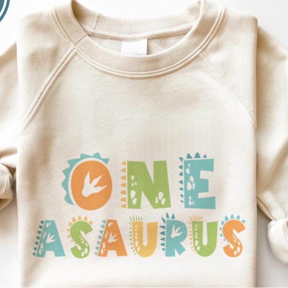Cream 'One Asaurus' Kids Sweatshirt
